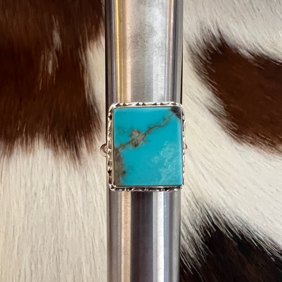 ❤️ Natural Kingman Turquoise  Statement Navajo Western Sterling Ring Size 6.5 - Picture 6 of 15